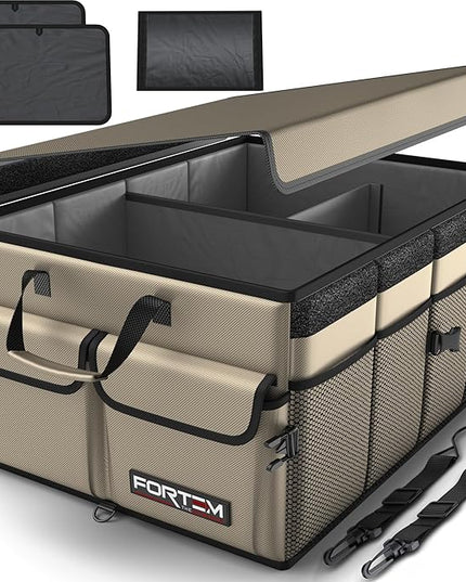FORTEM Trunk Organizer For SUV Car Trunk Organizer, Foldable Storage, Car Accessories for Women Men, Collapsible Bag, Perfect Christmas Gifts, 600D Oxford, Non Slip Bottom, Straps, Soft Cover (50L)