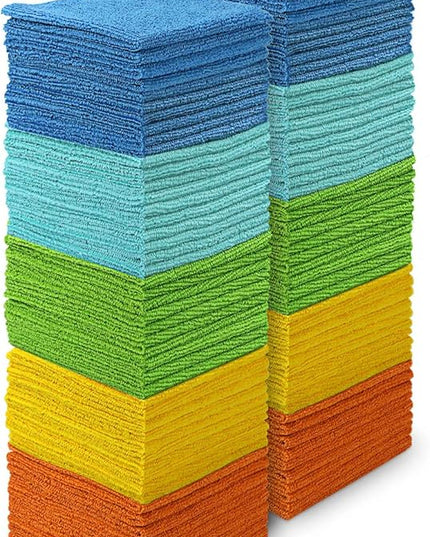 AIDEA Microfiber Cleaning Cloth 100PK, Soft Absorbent Rags, Microfiber Towels for Cars, Kitchen Towels, Dusting Cloth for Home, Window, Cleaning Supplies,12"×12"