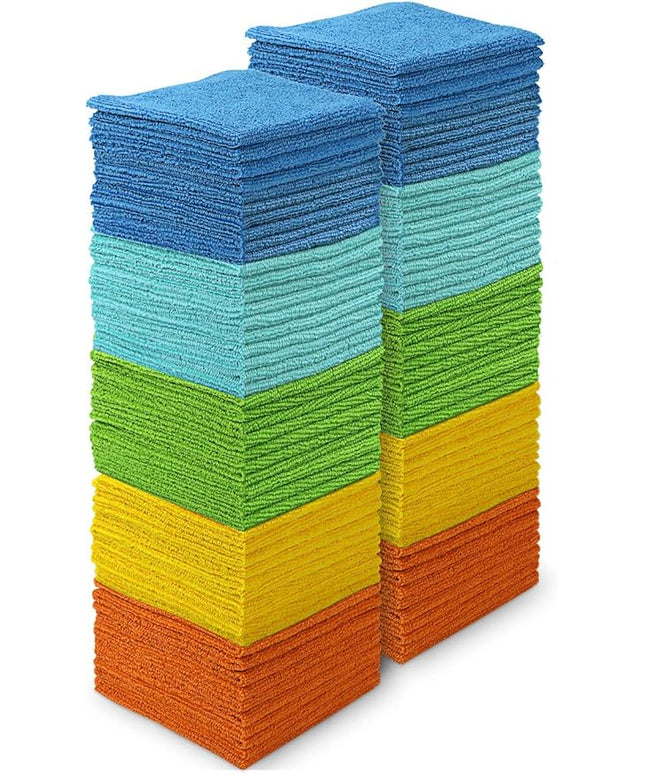 AIDEA Microfiber Cleaning Cloth 100PK, Soft Absorbent Rags, Microfiber Towels for Cars, Kitchen Towels, Dusting Cloth for Home, Window, Cleaning Supplies,12"×12"