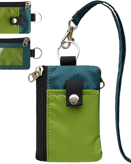 Minimalist RFID Blocking Small Wallet with ID Window,WaterResistant Zip Id Case Wallet with Lanyard Keychain for Cards,Cash,Travel,Women,Men