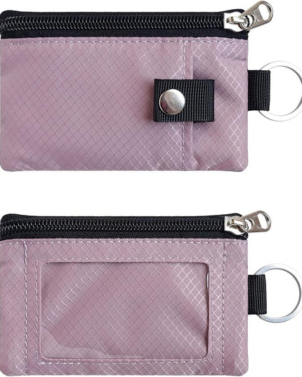 Minimalist RFID Blocking Small Wallet with ID Window,WaterResistant Zip Id Case Wallet with Lanyard Keychain for Cards,Cash,Travel,Women,Men