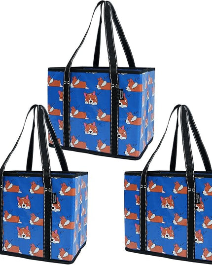 BeeGreen Large Waterproof Reusable Bags Christmas Heavy Duty Shopping Tote for Groceries Pool Gift with Webbing Handles