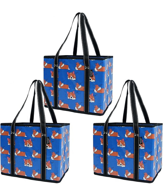 BeeGreen Large Waterproof Reusable Bags Christmas Heavy Duty Shopping Tote for Groceries Pool Gift with Webbing Handles