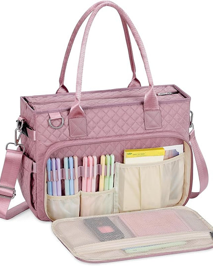 FIORETTO Teacher Tote Bag for Women with Laptop Compartment, Large Cup Holder, Zip Closure, Ideal for Work, Bible, Nurse