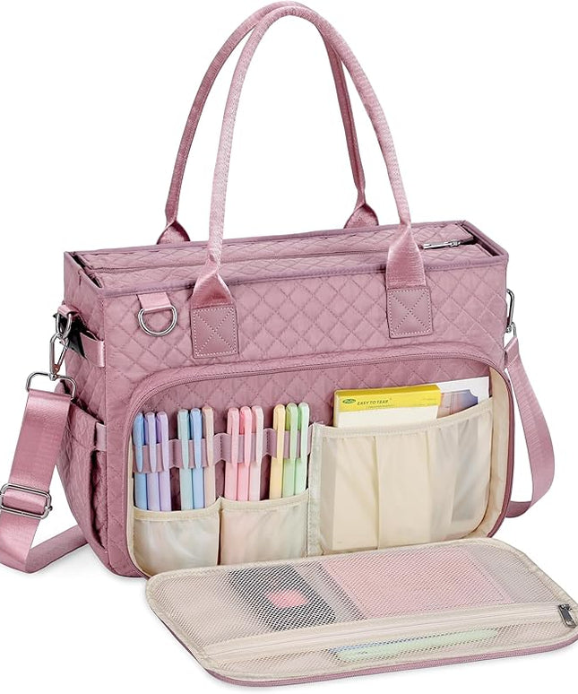 FIORETTO Teacher Tote Bag for Women with Laptop Compartment, Large Cup Holder, Zip Closure, Ideal for Work, Bible, Nurse