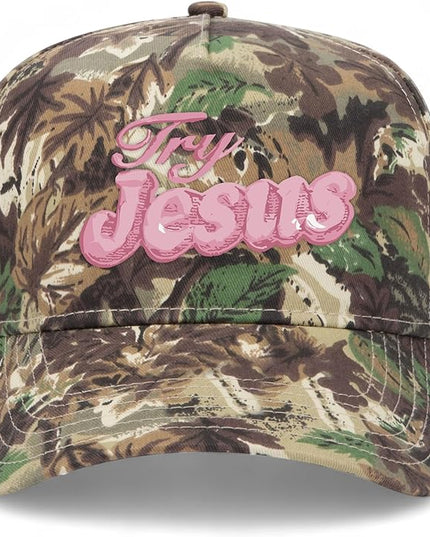 Try Jesus Hat | Premium Vintage Trucker Hat with Adjustable Snapback for Men and Women