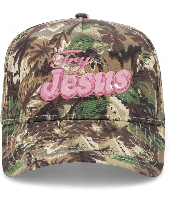 Try Jesus Hat | Premium Vintage Trucker Hat with Adjustable Snapback for Men and Women