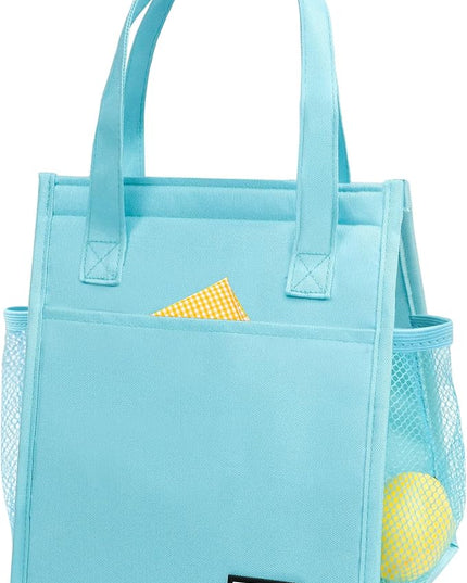 Fmeida Insulated Lunch Bag Women Men, 6.75L Small Lunch Bags with Multiple Pockets, Reusable Thermal Cooler Tote for Work, Office, Picnic, Travel | Hook and Loop Closure, Sky Blue