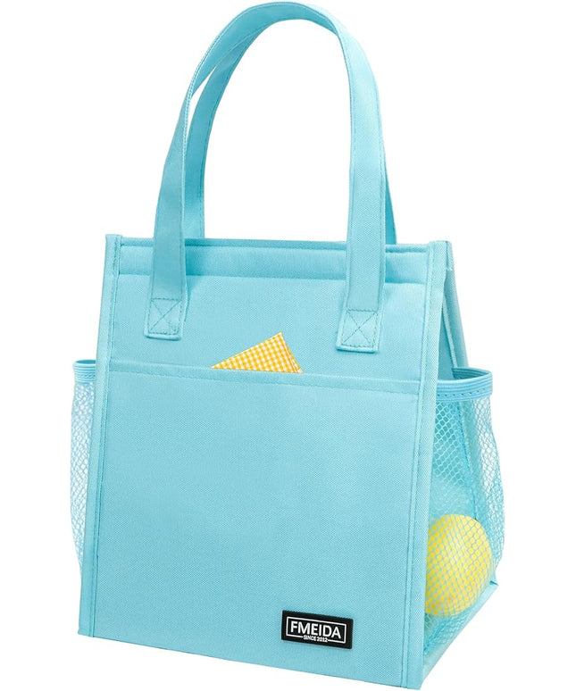 Fmeida Insulated Lunch Bag Women Men, 6.75L Small Lunch Bags with Multiple Pockets, Reusable Thermal Cooler Tote for Work, Office, Picnic, Travel | Hook and Loop Closure, Sky Blue