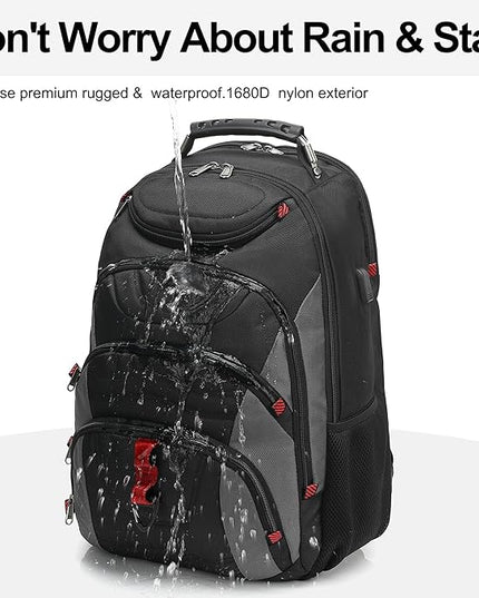 Boavan Laptop Backpack for men, 17.3 inch Laptop Bag with USB Port, Waterproof Travel Work Backpack Purse, Anti-Theft Teacher Nurse Doctor Casual Bookbags Office Business backpack，Black&Dark Grey