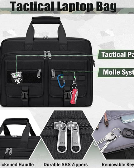 RAINSMORE Tactical Laptop Bag 15.6/17.3 Inch Laptop Briefcase Men Business Computer Bag Military Messenger Bag Work Office
