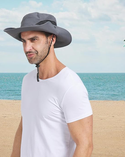 PFFY Sun Bucket Hats for Men Women 3” Wide Brim UPF 50+ Fishing & Beach Hat