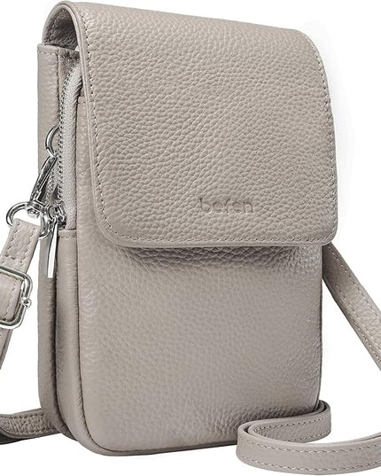 befen Genuine Leather Small Crossbody Bags for Women, Cell Phone Cross body Purse Bag with RFID Blocking Card Slots