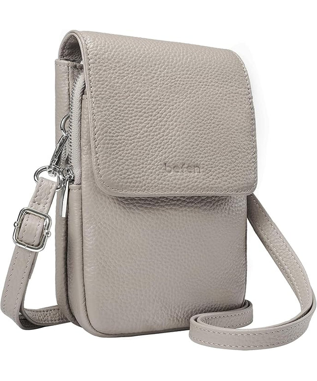 befen Genuine Leather Small Crossbody Bags for Women, Cell Phone Cross body Purse Bag with RFID Blocking Card Slots