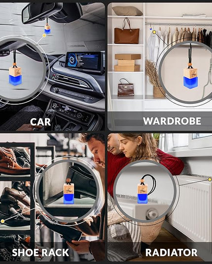 Solvère Car Air Freshener for Men | Perfume Style Freshener with Solvère Fragrance | Strong Freshener with Odour Eliminating Technology with Vent Clip | Car Air Freshener by Perfa