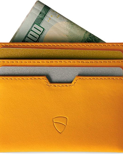 Vaultskin MOORGATE Slim Card Holder - Minimalist Leather Wallet, RFID Blocking Sleeve, Fits Front Pocket, for Men and Women