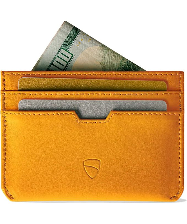 Vaultskin MOORGATE Slim Card Holder - Minimalist Leather Wallet, RFID Blocking Sleeve, Fits Front Pocket, for Men and Women