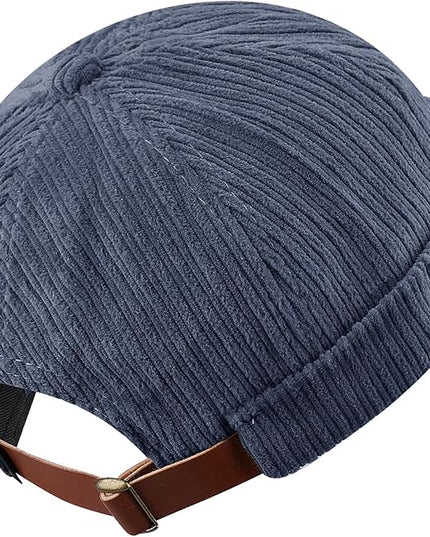 CLAPE Brimless Beanie Hat Corduroy Watch Cap Rolled Cuff Docker Cap Leon Skull Harbour Hat Unisex