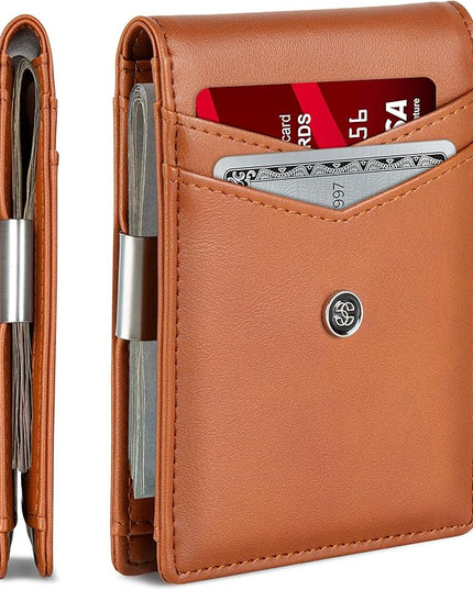 Suavell Slim Wallets for Men. Minimalist Bifold Wallet With Money Clip & ID Window. RFID Blocking Credit Card Holder Front Pocket Wallet, Gifts For Men - Husband Father On Birthday Anniversary