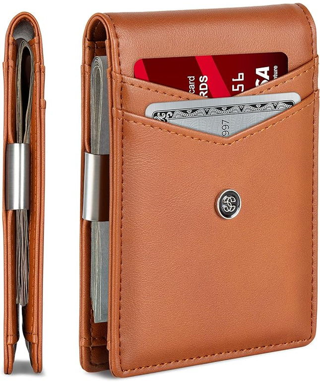 Suavell Slim Wallets for Men. Minimalist Bifold Wallet With Money Clip & ID Window. RFID Blocking Credit Card Holder Front Pocket Wallet, Gifts For Men - Husband Father On Birthday Anniversary