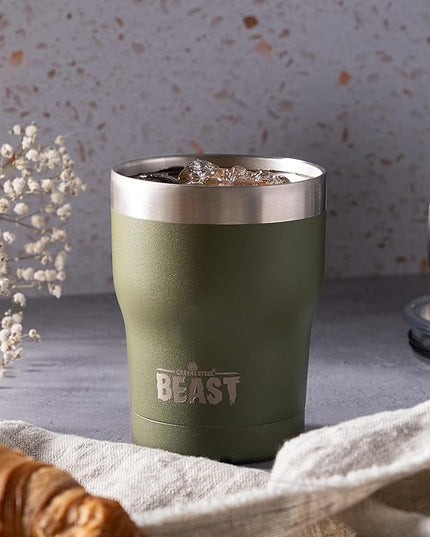 Beast 10 oz Tumbler Stainless Steel Vacuum Insulated Coffee Ice Cup Double Wall Travel Flask (Army Green)