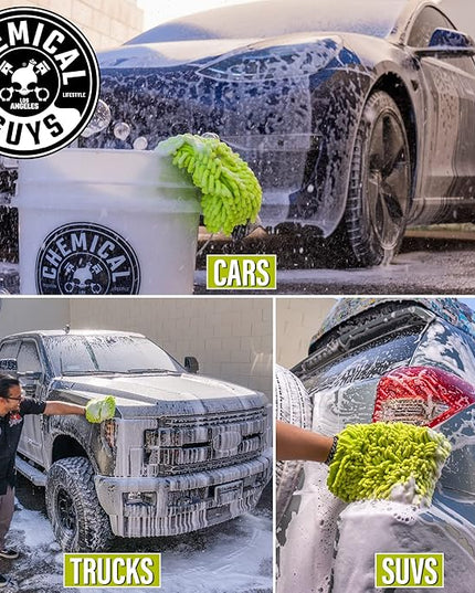 Chemical Guys Chenille Premium Scratch-Free Microfiber Wash Mitt for Car Washing,Lime Green,Ultra-Soft Car Wash Gloves,Swirl-Free Finish,Safe for Trucks,SUVs,Motorcycles,and More,(Pack of 24)