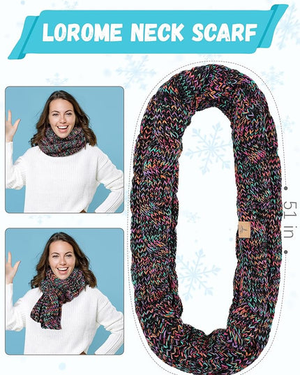 Winter Beanie Hat Scarf Gloves, Warm Fleece Knit Hats Touch Screen Gloves Neck Scarf Set Winter Gifts for Unisex Adult
