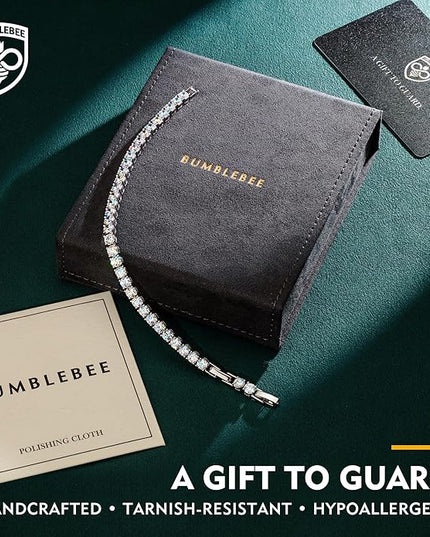 BUMBLEBEE Handmade Tennis Bracelet for Women, 14K Gold Plated, 12.96 CTTW Italian 5A Cubic Zirconia, Hypoallergenic, Adjustable 6–7.5 Inch Jewelry Gift Anniversary, Birthday, Valentine’s Day