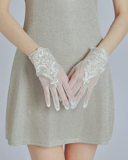 Sahabowi Satin Gloves Formal Bridal Banquet Party Wedding Opera Solid Colorful Mitten For Women