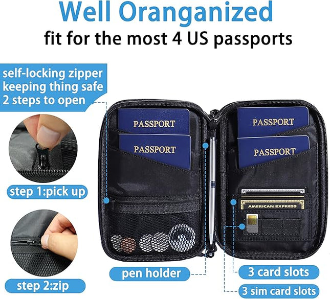 family passport holder for 4 pink multiple passport bag passport wallet for travel passport cover rfid blocking for women waterproof wallet with zipper passport case for men