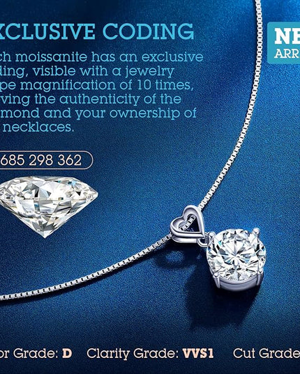 Heart Pendant Necklace Gifts for Wife, 1-6 Carat Moissanite Women's Pendant Necklace, Wedding Anniversary Eternity Jewelry Present for Wife, Birthday Gifts for Her