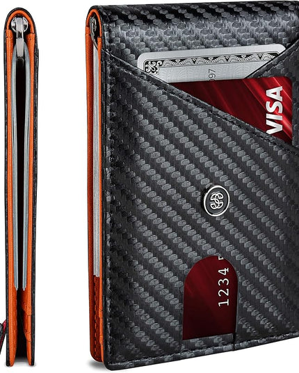 Suavell Slim Wallets for Men. RFID Money Clip Wallet, Slim Wallet, Thin Front Pocket Credit Card Wallet, Minimalist Bifold (Charcoal Rust Pilot)