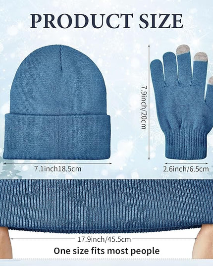 48 Pcs Bulk Winter Knit Beanies Gloves Men Women Warm Beanie Touchscreen Gloves Set Cozy Winter Accessories