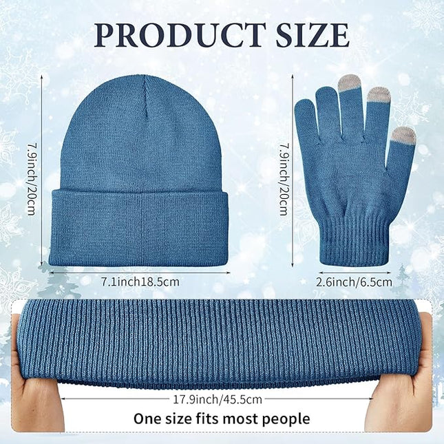 48 Pcs Bulk Winter Knit Beanies Gloves Men Women Warm Beanie Touchscreen Gloves Set Cozy Winter Accessories
