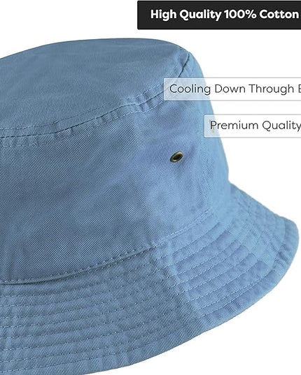 The Hat Depot Bucket Hat - Unisex 100% Cotton & Denim UPF 50 Packable Summer Travel Beach Sun Hat