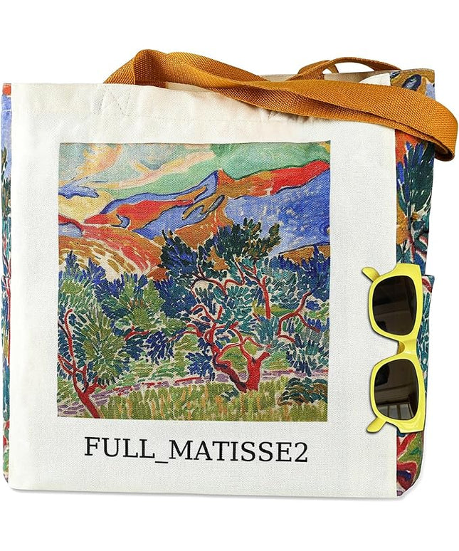 AUSVKAI Cute Canvas Tote Bag for Women, Reusable Designer Bags with Handles Pockets&Snaps for College Beach Everyday Grocery