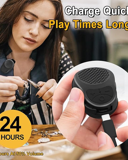 Wearable Bluetooth Speaker Clip On, Small Portable Speaker, Waterproof Bluetooth Mini Speaker with Microphone for Workout Running Up to 24H Playtime(Black+Black)