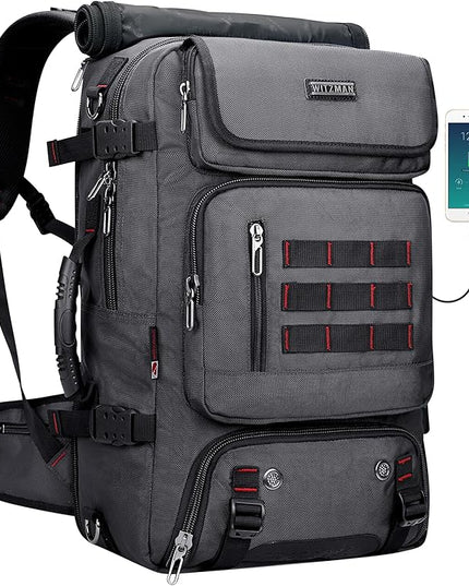 WITZMAN Carry on Travel Backpack for Men Women Airline Approved Convertible Nylon Duffle Backpack Luggage Bag (B682 Silvery Grey)