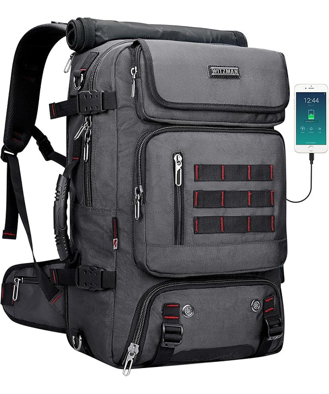 WITZMAN Carry on Travel Backpack for Men Women Airline Approved Convertible Nylon Duffle Backpack Luggage Bag (B682 Silvery Grey)