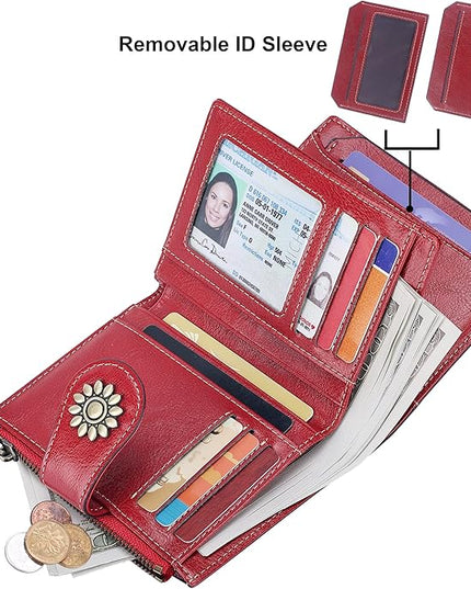 Lavemi Womens Leather Wallet Small Compact RFID Blocking Credit Card Case Purse with Zipper Pocket | Small, Compact, RFID Blocking, Zipper Pocket, Small, Compact
