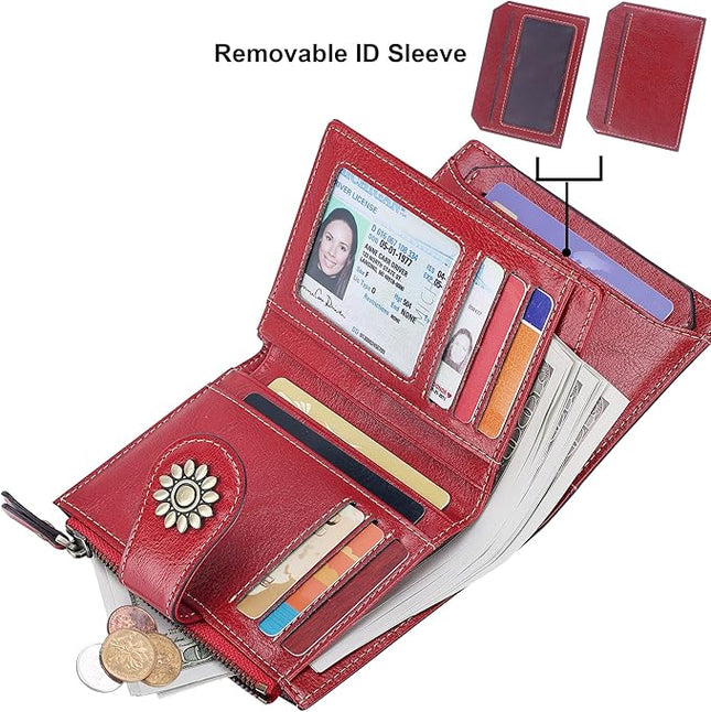 Lavemi Womens Leather Wallet Small Compact RFID Blocking Credit Card Case Purse with Zipper Pocket | Small, Compact, RFID Blocking, Zipper Pocket, Small, Compact