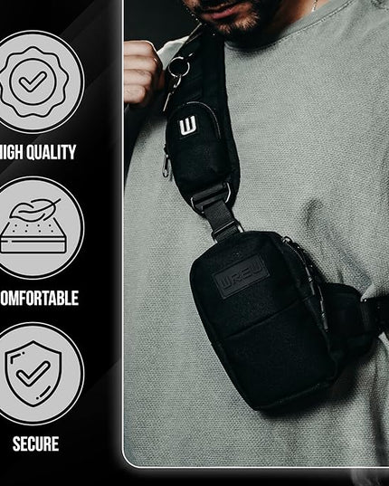 Small Sling Bag for Men-Cross body bag with Shoulder Straps,Mini Sling Crossbody bag for Women-Travel Backpack for Hiking,Daypack Multipurpose Over the Shoulder Chest Bags with Keyholder(Black)