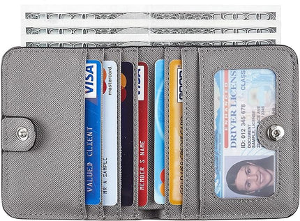 Toughergun Women’s Small Slim Leather Wallet with RFID Protection, Compact Bifold Mini Purse with Clear ID Window