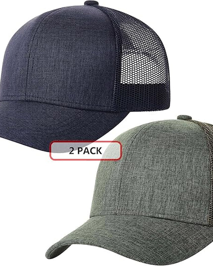TSSGBL 2 Pack Snapback Trucker Baseball Hats Mesh Back Adjustable Blank Ball Caps for Men Women