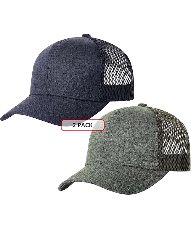 TSSGBL 2 Pack Snapback Trucker Baseball Hats Mesh Back Adjustable Blank Ball Caps for Men Women