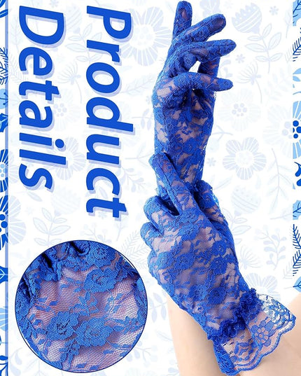 SATINIOR Ladies Lace Gloves for Women Tea Party Elegant Short Courtesy Gloves for Wedding Dinner Opera Parties