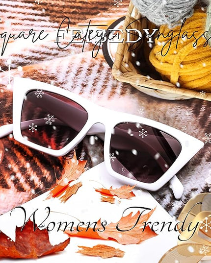 FEISEDY Vintage Square Cat Eye Sunglasses Women Trendy Cateye Sunglasses B2473