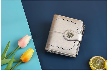 Lavemi Womens Leather Wallet Small Compact RFID Blocking Credit Card Case Purse with Zipper Pocket | Small, Compact, RFID Blocking, Zipper Pocket, Small, Compact
