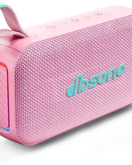 Bluetooth Speaker Stereo 20W Loud Sound: 30H Playtime, IPX5 Water Resistant, Portable Wireless Speakers, Powerful Bass, Lightshow, Birthday Gifts for Men/Adults/Teens, Beach Vacation Essentials, Pink