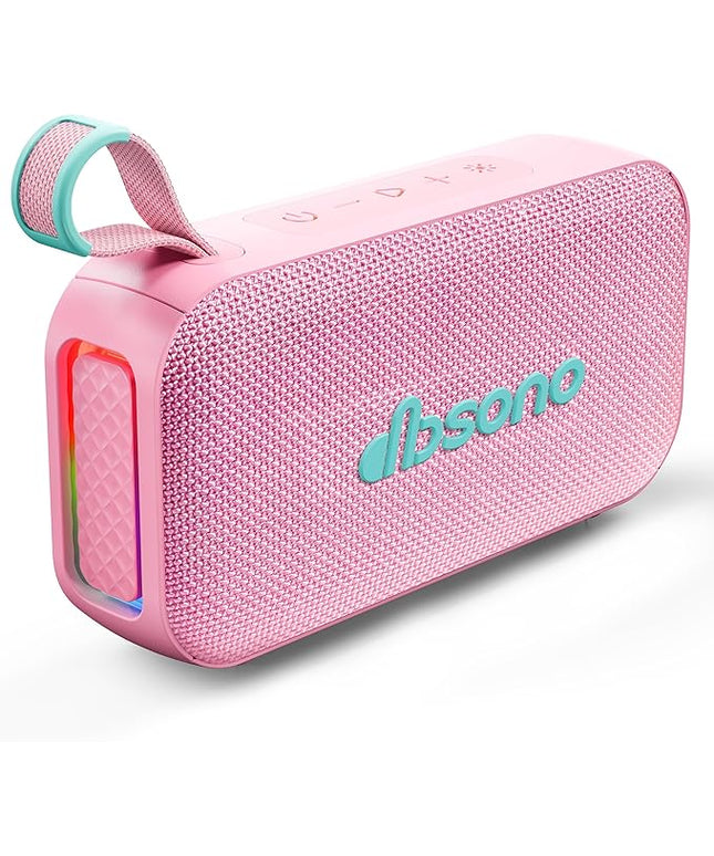 Bluetooth Speaker Stereo 20W Loud Sound: 30H Playtime, IPX5 Water Resistant, Portable Wireless Speakers, Powerful Bass, Lightshow, Birthday Gifts for Men/Adults/Teens, Beach Vacation Essentials, Pink